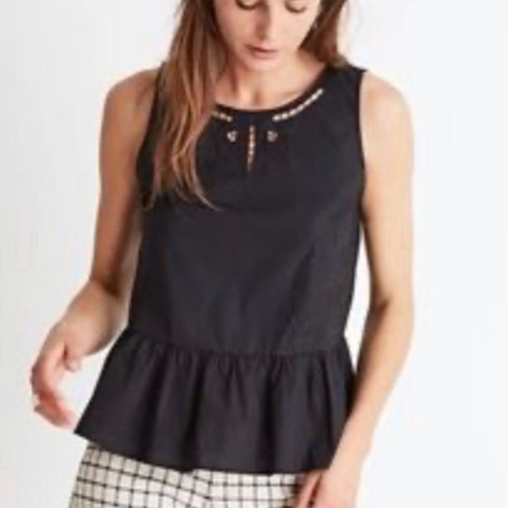 Madewell Black Peplum Sleeveless Top